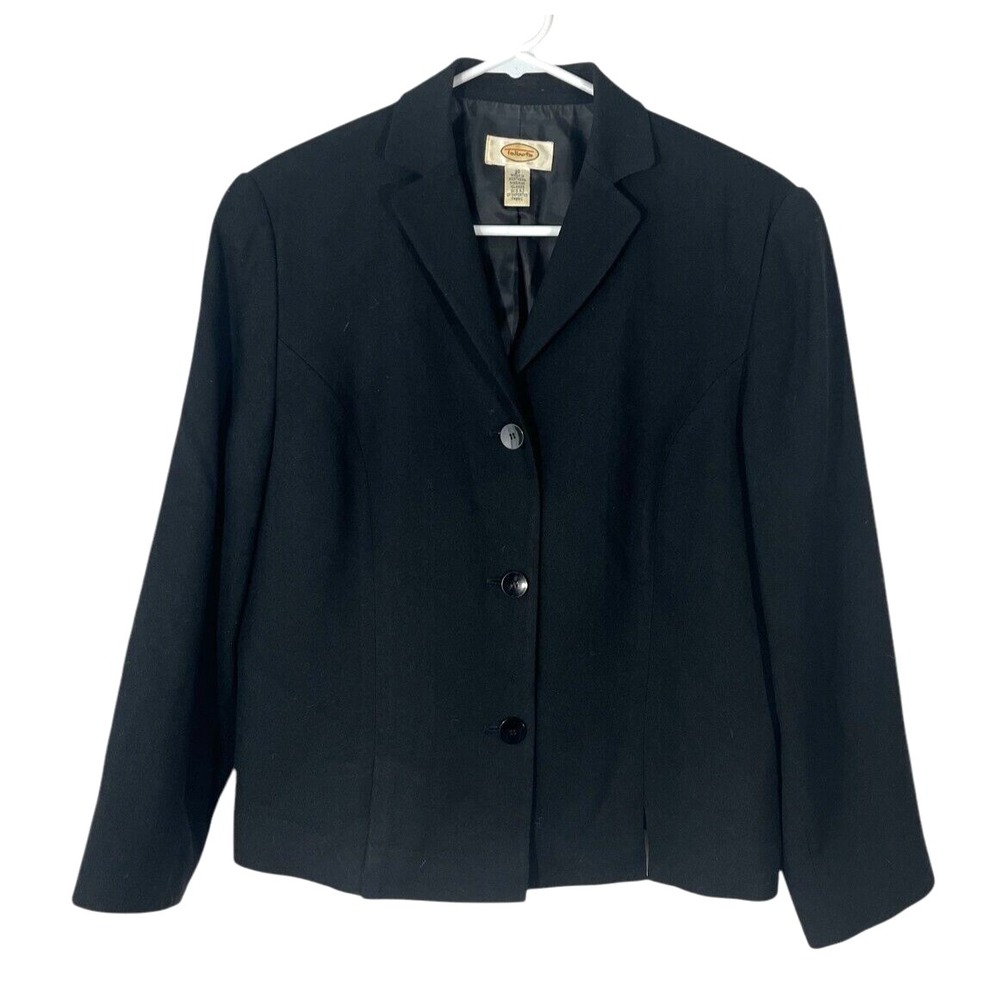 Talbots Women's Black Wool Blazer Suit Career Jacket Lined 10
